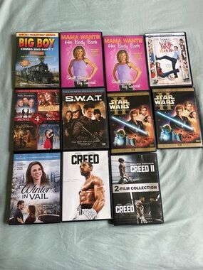 DVD Movie Lot 11 Titles Star Wars Creed SWAT Hallmark Comedy Action Mixed